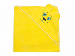 Полотенце махровое с вышивкой, уголок, короткие ушки (ярко-желтый цвет 116)